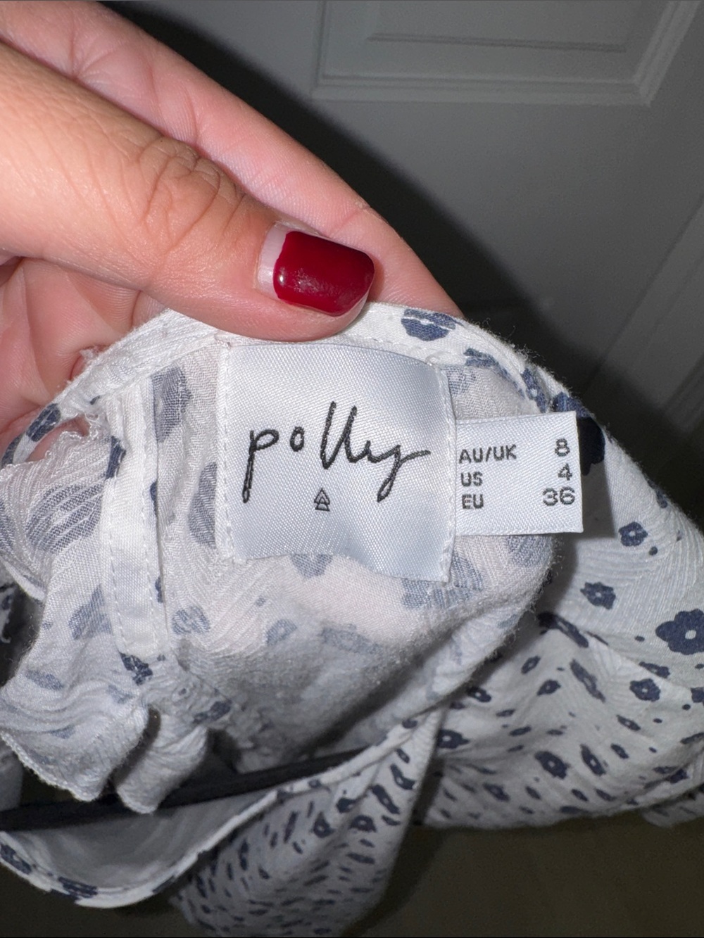 Princess Polly White & Navy Floral Short Sleeve Fit-and-Flare Dress Open Back - Picture 12 of 16